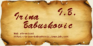 Irina Babušković vizit kartica